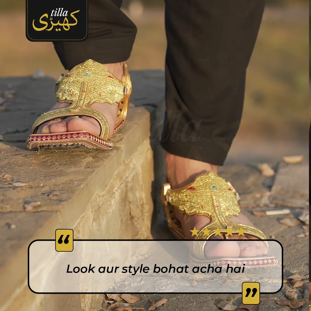 tilla kheri, zari kheri, lawa kheri, tilly wali kheri, kheri juta, tilla chappal, talagang kheri, handmade kheri from punjab, punjabi traditional footwear, zari work chappal, mens traditional shoes pakistan
