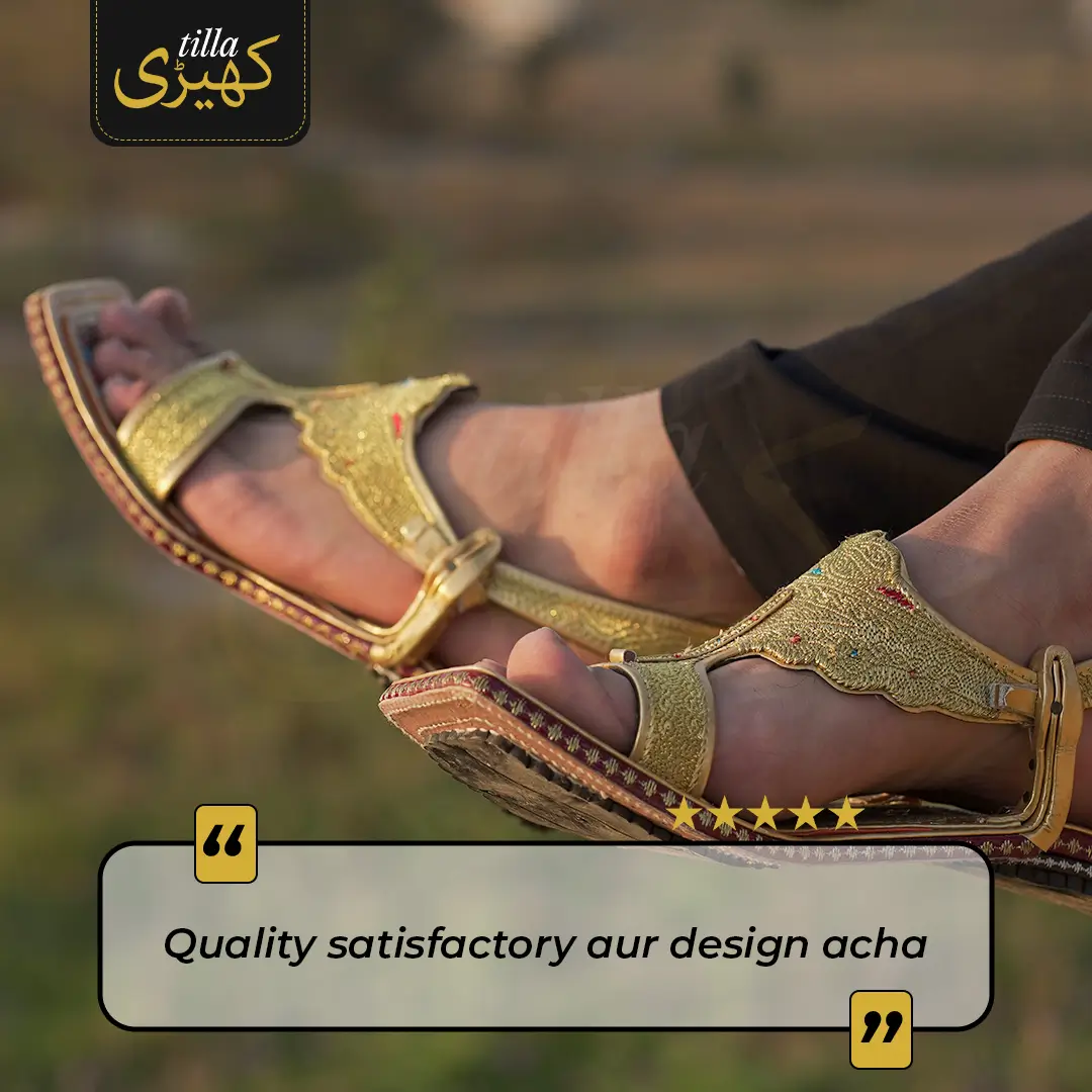 tilla kheri, zari kheri, lawa kheri, tilly wali kheri, kheri juta, tilla chappal, talagang kheri, handmade kheri from punjab, punjabi traditional footwear, zari work chappal, mens traditional shoes pakistan