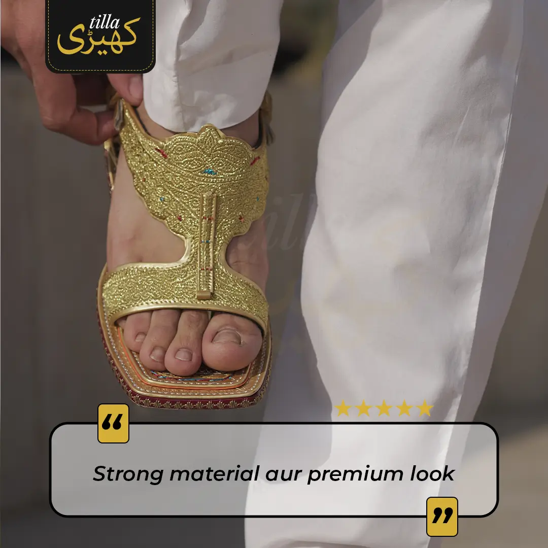 tilla kheri, zari kheri, lawa kheri, tilly wali kheri, kheri juta, tilla chappal, talagang kheri, handmade kheri from punjab, punjabi traditional footwear, zari work chappal, mens traditional shoes pakistan