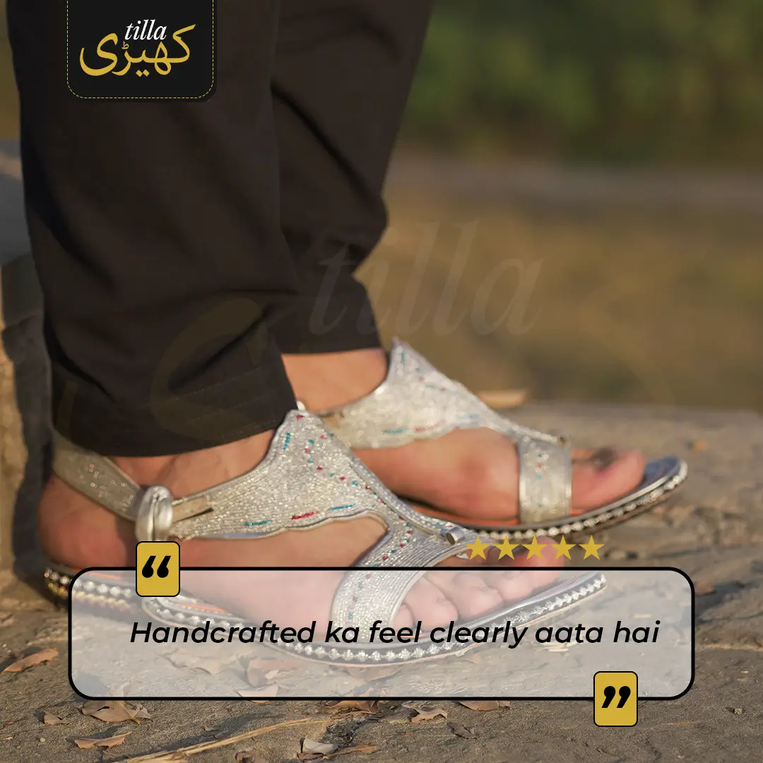 tilla kheri, zari kheri, lawa kheri, tilly wali kheri, kheri juta, tilla chappal, talagang kheri, handmade kheri from punjab, punjabi traditional footwear, zari work chappal, mens traditional shoes pakistan