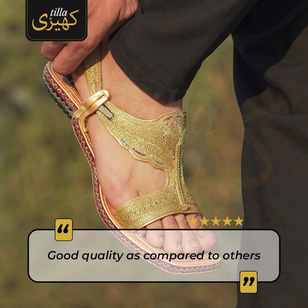 tilla kheri, zari kheri, lawa kheri, tilly wali kheri, kheri juta, tilla chappal, talagang kheri, handmade kheri from punjab, punjabi traditional footwear, zari work chappal, mens traditional shoes pakistan