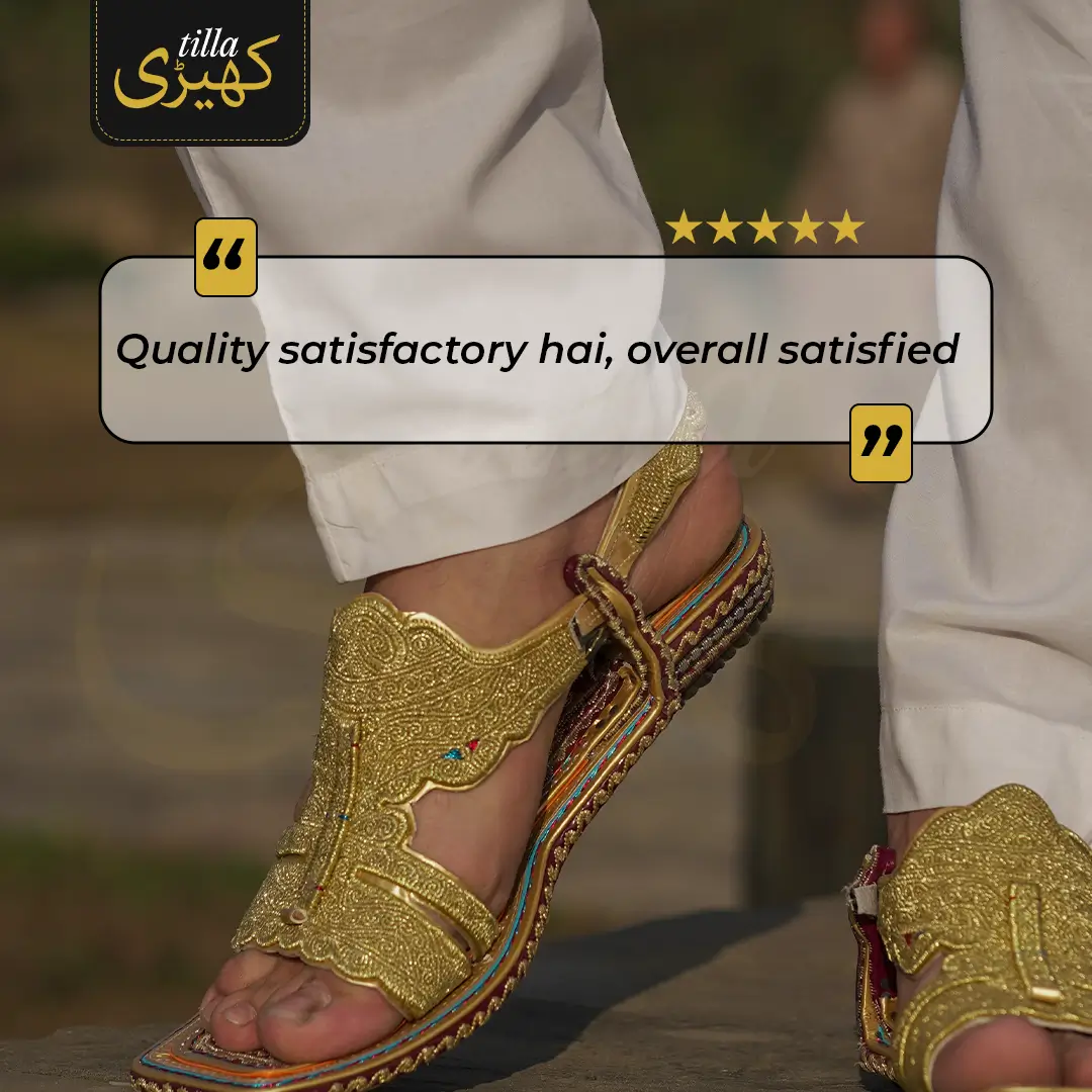 tilla kheri, zari kheri, lawa kheri, tilly wali kheri, kheri juta, tilla chappal, talagang kheri, handmade kheri from punjab, punjabi traditional footwear, zari work chappal, mens traditional shoes pakistan